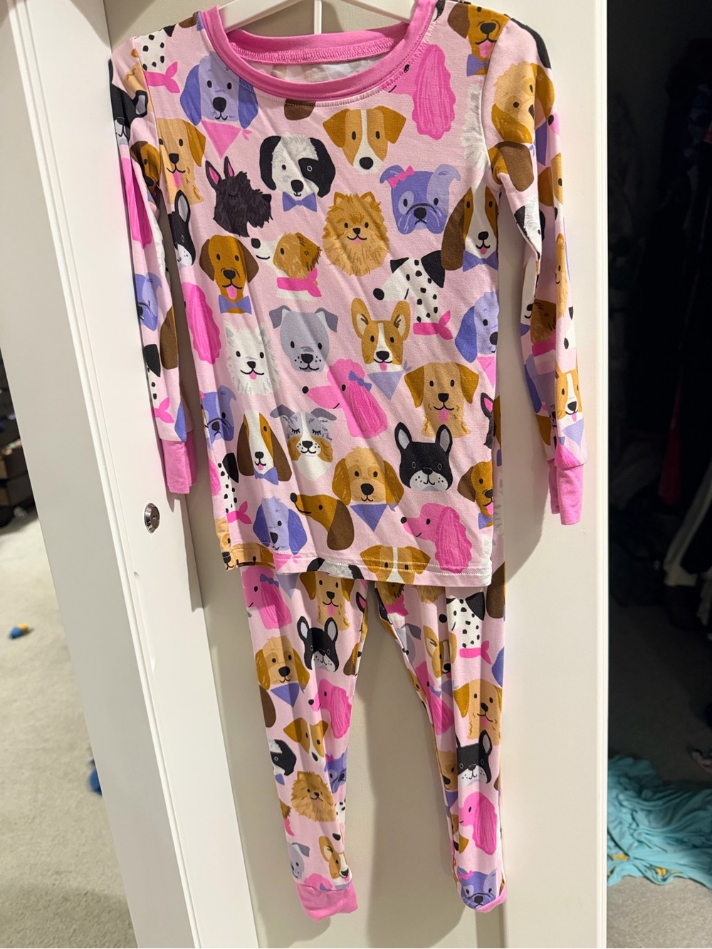 Little sleepies Girls Pink Dog Print Long Sleeve Pajama Set